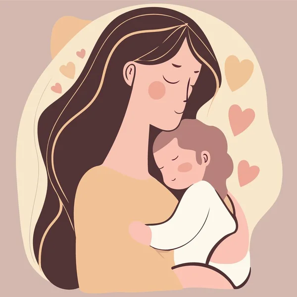 Mulher Adulta Segurando Seu Filho Bebê Com Amor Para Ilustrar —  Vetores de Stock
