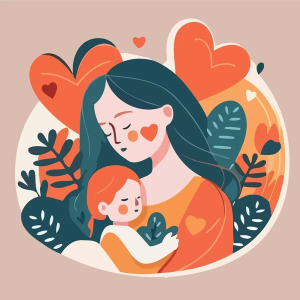 Mulher Adulta Segurando Seu Filho Bebê Com Amor Para Ilustrar —  Vetores de Stock