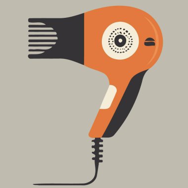 saç kurutma makinesi güzellik salonu aracı Minimalist vektör illüstrasyonunu izole