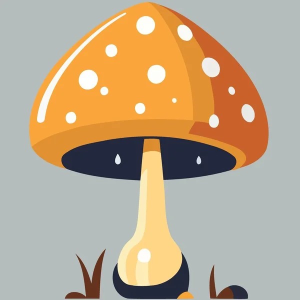 Mushroom Organism Fungus Colorful Soil Isolated Minimalist Vector Illustration — Stock Vector
