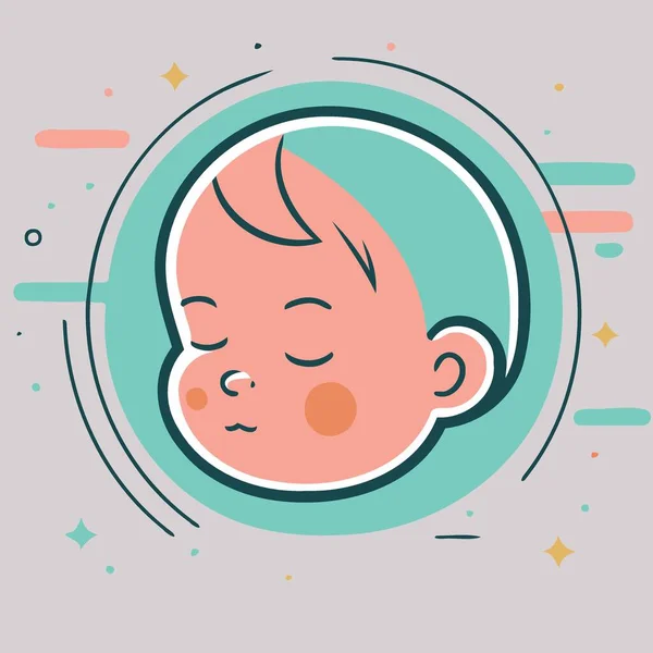 Recém Nascido Bebê Dormindo Ilustração Vetor Minimalista Para Logotipo —  Vetores de Stock