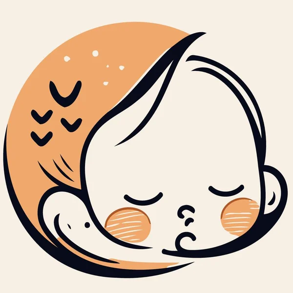 Newborn Baby Sleeping Minimalistic Vector Illustration Logo — Stock Vector