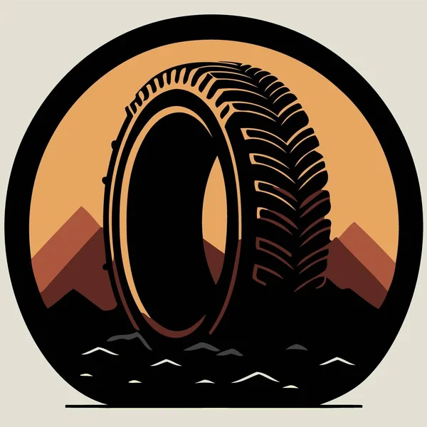 승객용 타이어 로고의 미니멀리즘 일러스트 — 스톡 벡터