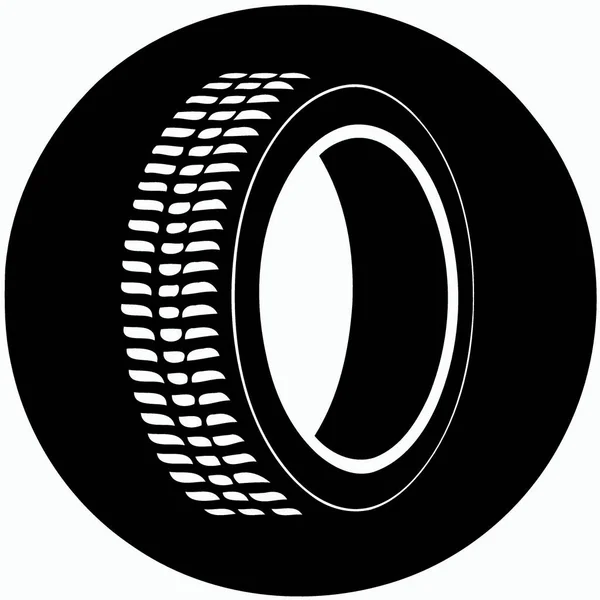 Neumático Coche Pasajeros Ilustración Vectorial Minimalista Blanco Negro Para Logo — Archivo Imágenes Vectoriales
