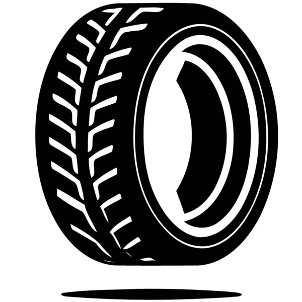 Neumático Coche Pasajeros Ilustración Vectorial Minimalista Blanco Negro Para Logo — Vector de stock