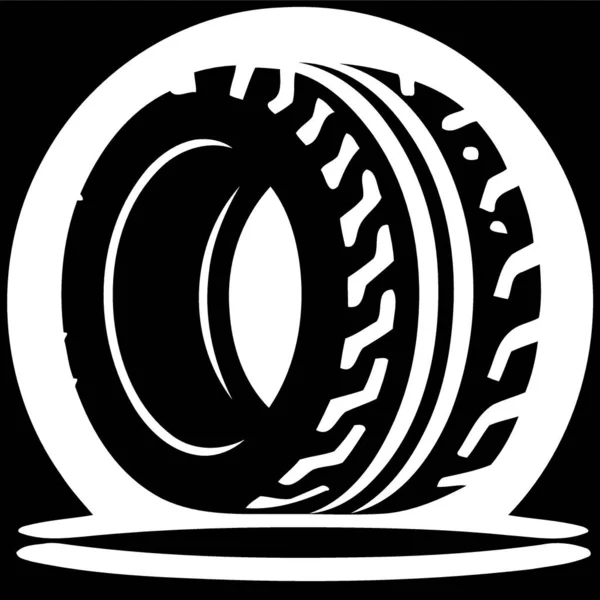 Passenger Car Tire Black White Minimalist Vector Illustration Logo — Stock Vector