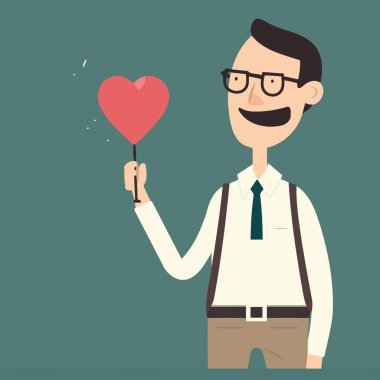 Öğretmenler günü mutlu öğretmen elinde balon şeklinde minimalist bir vektör illüstrasyonu tutuyor.