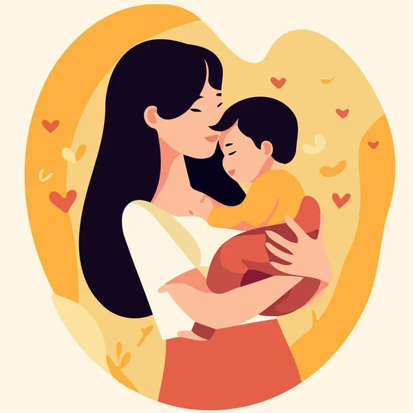 Mothers Day Woman Holding Baby Love Minimalistic Vector Illustration — Stock Vector