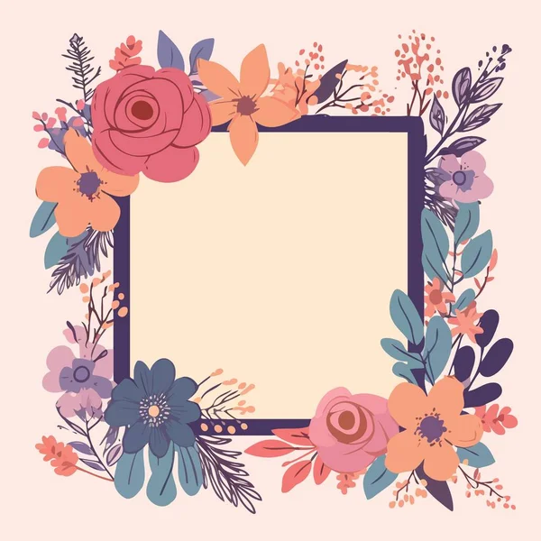 Cadre Fleuri Floral Border Illustration Vectorielle Minimaliste — Image vectorielle