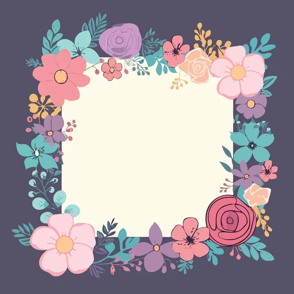 Stock vector Blooming Frame Floral Border minimalist vector illustration