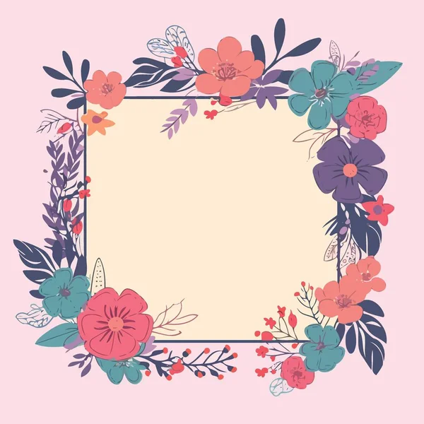 Cadre Fleuri Floral Border Illustration Vectorielle Minimaliste — Image vectorielle