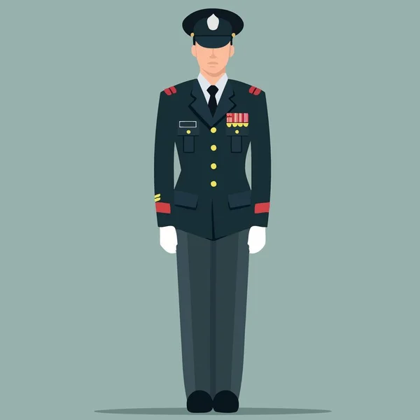 Vétéran Militaire Portant Uniforme Vectoriel Minimaliste Illustration — Image vectorielle