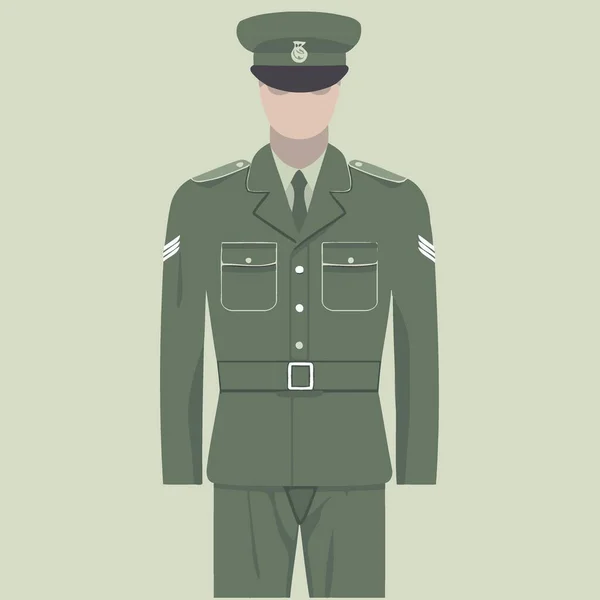 Military Veteran Wearing Uniform Minimalist Vector Illustration — Stock Vector