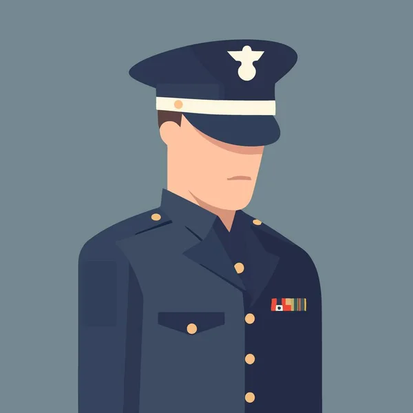 軍服を着た退役軍人のミニマリストベクトルイラスト — ストックベクタ