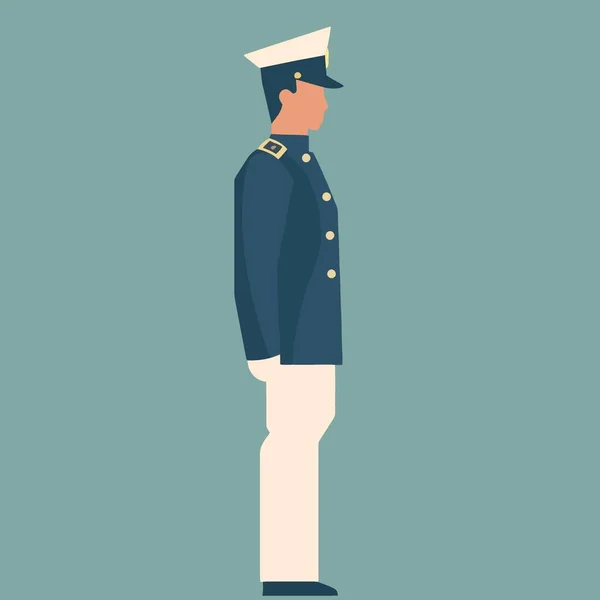Veterano Militar Vestindo Uniforme Ilustração Vetor Minimalista — Vetor de Stock