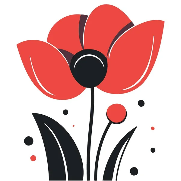 Uma Flor Papoula Vermelha Ilustração Vetorial Minimalista — Vetor de Stock