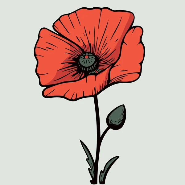Eine Minimalistische Vektor Illustration Einer Roten Mohnblume — Stockvektor