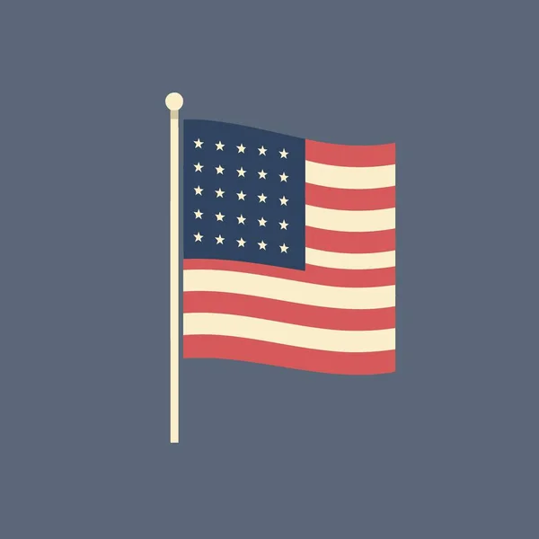 Bandeira Dos Estados Unidos América Que Voa Sobre Mastro Ilustração —  Vetores de Stock