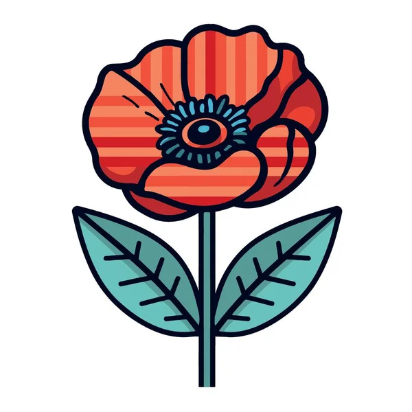 Une Fleur Pavot Rouge Aux Couleurs Drapeau Des États Unis — Image vectorielle