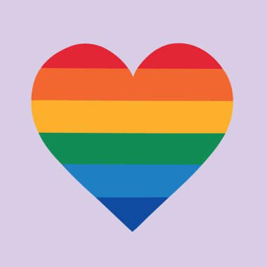 Gökkuşağı renkleri minimalist vektör illüstrasyonlu gurur günü ya da ay lgbt kalbi