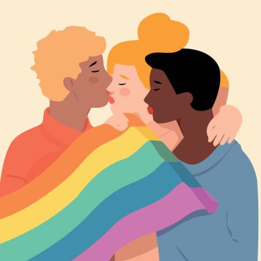 trisal lgbt gururu bayrak minimalist vektör illüstrasyonuyla gün ve ay