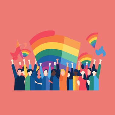 Igbt gurur günü ve ay gay geçit töreni minimalist vektör illüstrasyonu