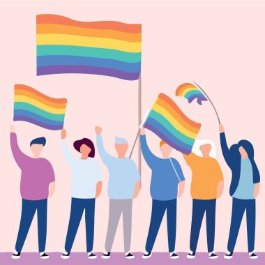 Igbt gurur günü ve ay gay geçit töreni minimalist vektör illüstrasyonu