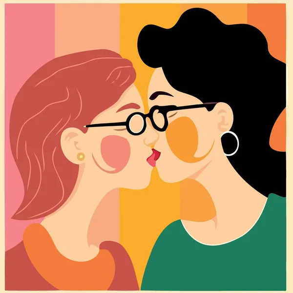 stock vector lgbt pride day and month lesbian couple kissing minimalist vector illustration