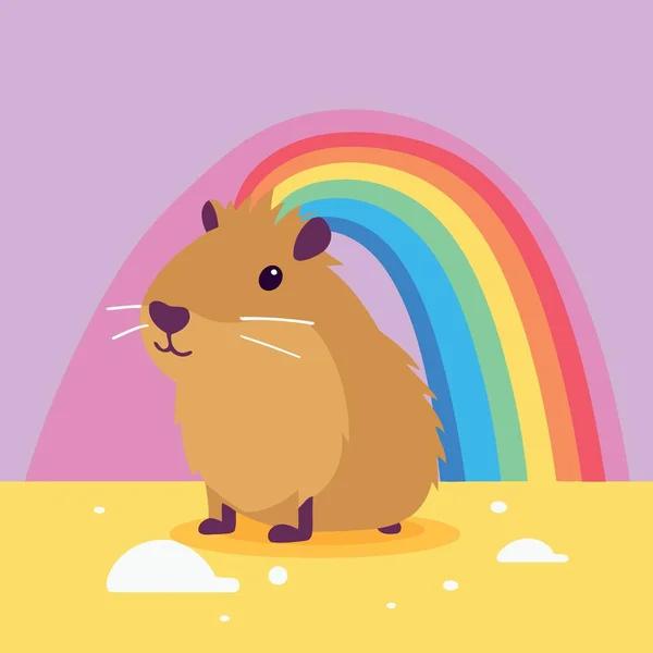 stock vector lgbt pride day and month capybara with rainbow minimalist vector illustration