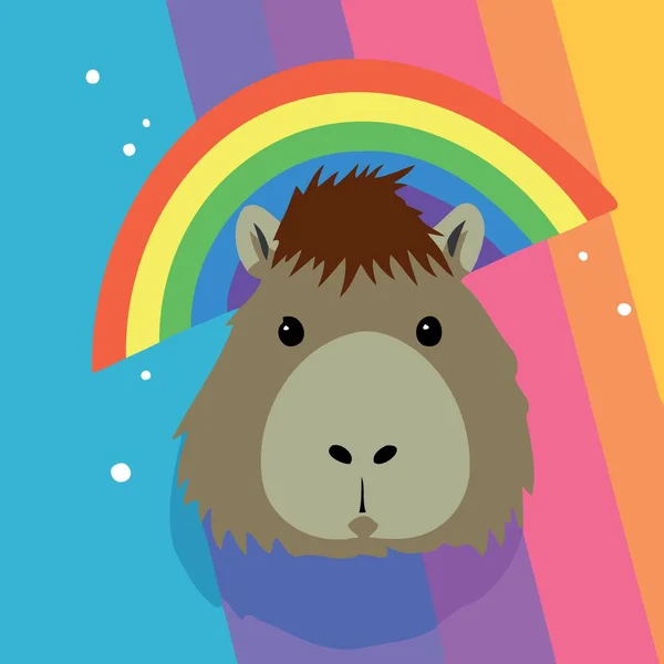 Igbt Gurur Günü Capybara Gökkuşağı Minimalist Vektör Illüstrasyonuyla — Stok Vektör