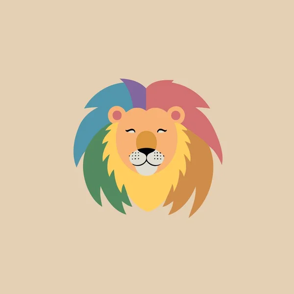 Lion Lgbt Fierté Jour Mois Avec Des Couleurs Arc Ciel — Image vectorielle