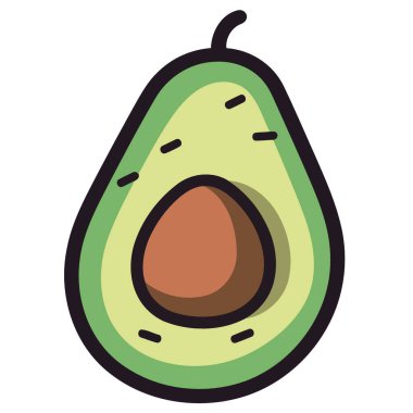 Yarı yuvarlak avokado meyve vektörü minimalist illüstrasyonunda kes