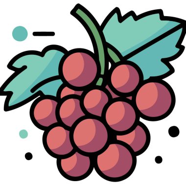 meyve demeti mor üzüm minimalist vektör çizimi