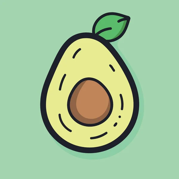 Cut Half Avocado Fruit Vector Minimalist Illustration — Stock Vector