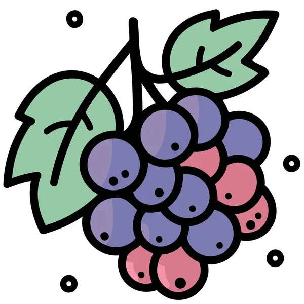 Frutas Racimo Uvas Púrpura Ilustración Vector Minimalista — Vector de stock
