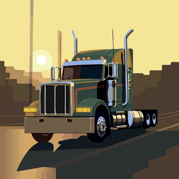 Velho Caminhão Estrada Ilustração Vetor Minimalista — Vetor de Stock