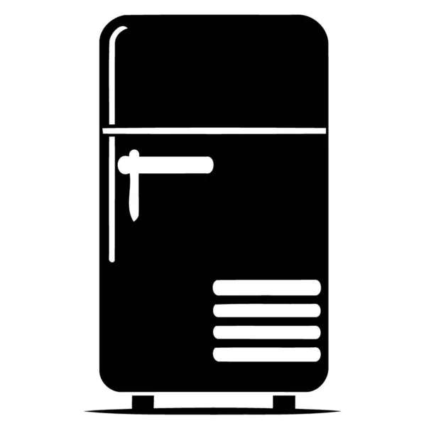黒と白の冷蔵庫のアイコンやロゴのミニマリストベクトルイラスト — ストックベクタ