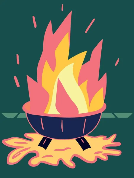 Máglya Tűzifával Lángokkal Minimalista Vektor Illusztráció — Stock Vector