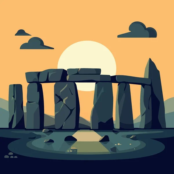 Illustration Composite Structure Formed Large Heavy Stones — 스톡 벡터