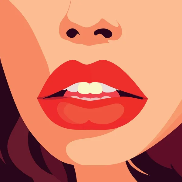 Close Lábios Femininos Ilustração Vetor Minimalista — Vetor de Stock