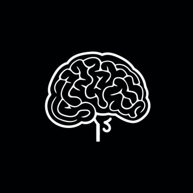 Siyah ve beyaz insan beyni logosu minimalist vektör çizimi