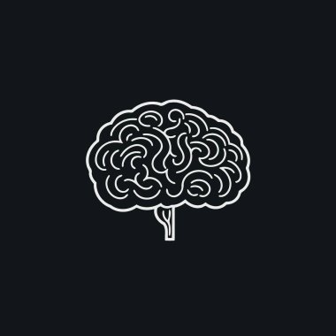 Siyah ve beyaz insan beyni logosu minimalist vektör çizimi