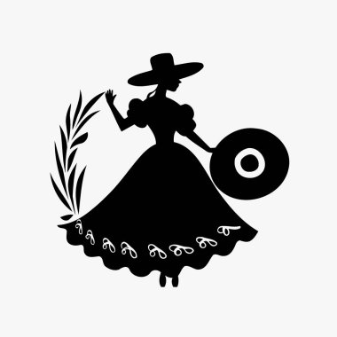 Sao joao festa junina minimalist vektör illüstrasyonunun Brezilya kültür şenliği gününde dans eden genç kadın