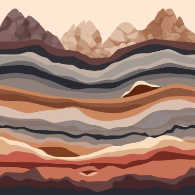 Colorful conceptual illustration to illustrate geology theme rocky soil layers
