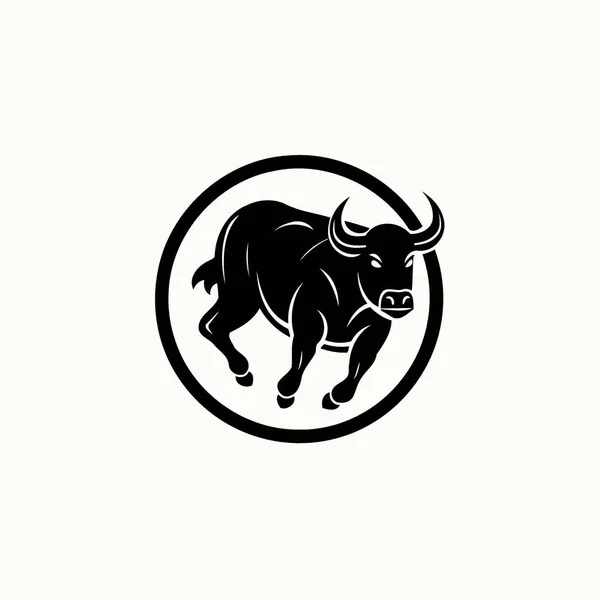 Logo Toro Con Cuernos Ilustración Vector Minimalista — Vector de stock