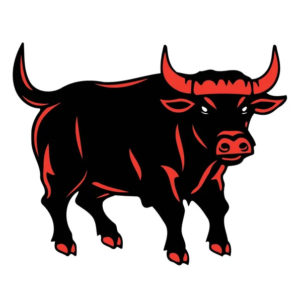 Logo Toro Con Cuernos Ilustración Vector Minimalista — Vector de stock