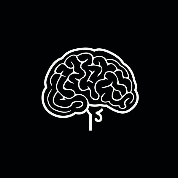 Černobílé Logo Lidského Mozku Minimalistická Vektorová Ilustrace — Stockový vektor