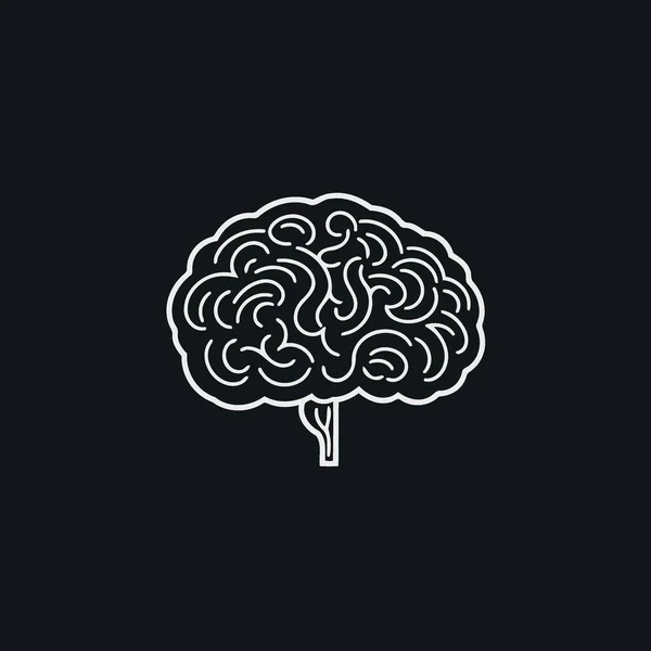 Black White Human Brain Logo Minimalist Vector Illustration — Stock Vector
