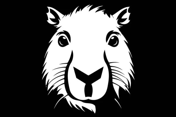 흑백의 미니멀리즘적 삽화로 등장하는 포유류 피바라 — 스톡 벡터