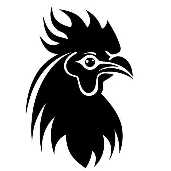 Kurczak Ptak Głowa Zwierząt Czarno Biały Minimalistyczny Wektor Ilustracja — Wektor stockowy